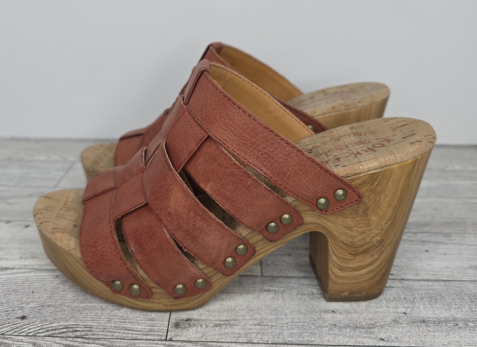 Kork-Ease Devan Platform Sandals Orange Leather B… - image 2