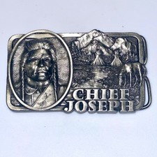 vintage 1982 Siskiyou belt buckle featuring Native American leader Chief Joseph