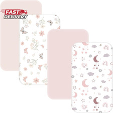 4 Pack Bedside Bassinet Sheets - 33"X20" Bassinet Sheets for Baby Delight, Angel