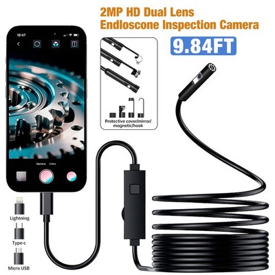 Dual Lens Snake Borescope 8 LED 3M Waterproof HVAC Engine Camera