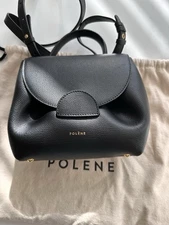 Polène Numéro Un Nano Edition Textured Black Leather