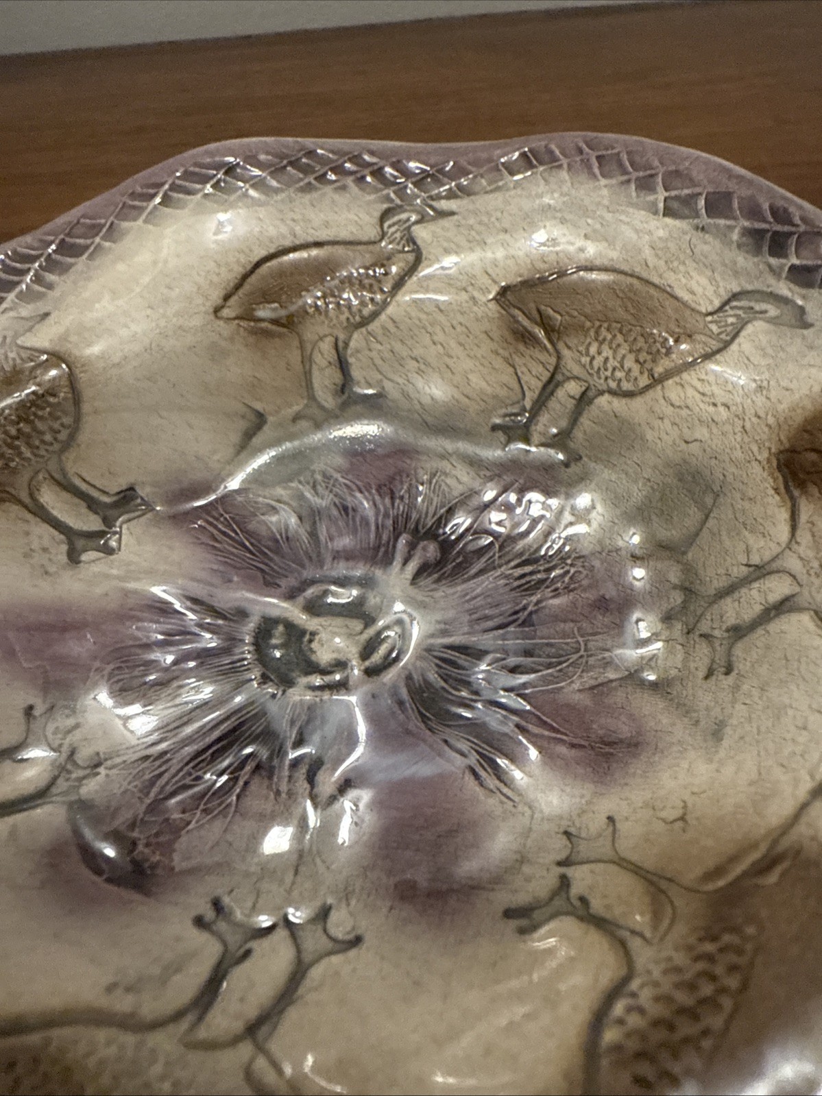 Vintage KANI OF HAWAII Hand Painted Decorative Bowl Birds Floral 6.5”