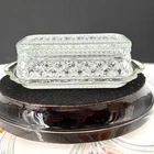 Vintage Anchor Hocking Wexford Cut Glass Covered Butter Dish Diamond XXX Pattern