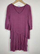 Click By Color Me Cotton L Shift Dress Cupro Rayon Pink Tiered Coastal Lagenlook