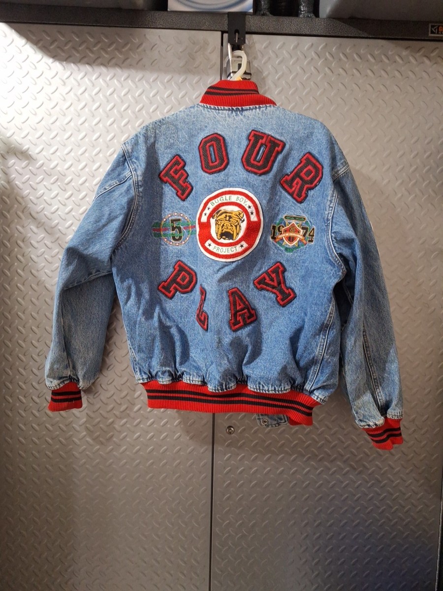 BUGLE BOY RARE VINTAGE 90s FOUR PLAY Blue Denim Jean Jacket Coat L