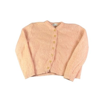 Vardon Soft Pink Fuzzy Mohair Blend Button Up Cardigan Sweater Vintage