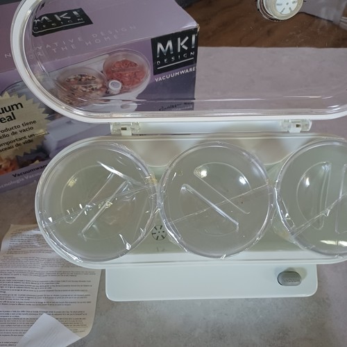 MKI Design Kamenstain Vakuumgeschirr Lebensmittel Versiegelung Kanister Set Maschine Weiß OVP - Bild 4 von 15