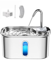 Cat Water Fountain Stainless Steel 2.5L 85oz 6 Layer Filter Ultra Quiet Flow Pet