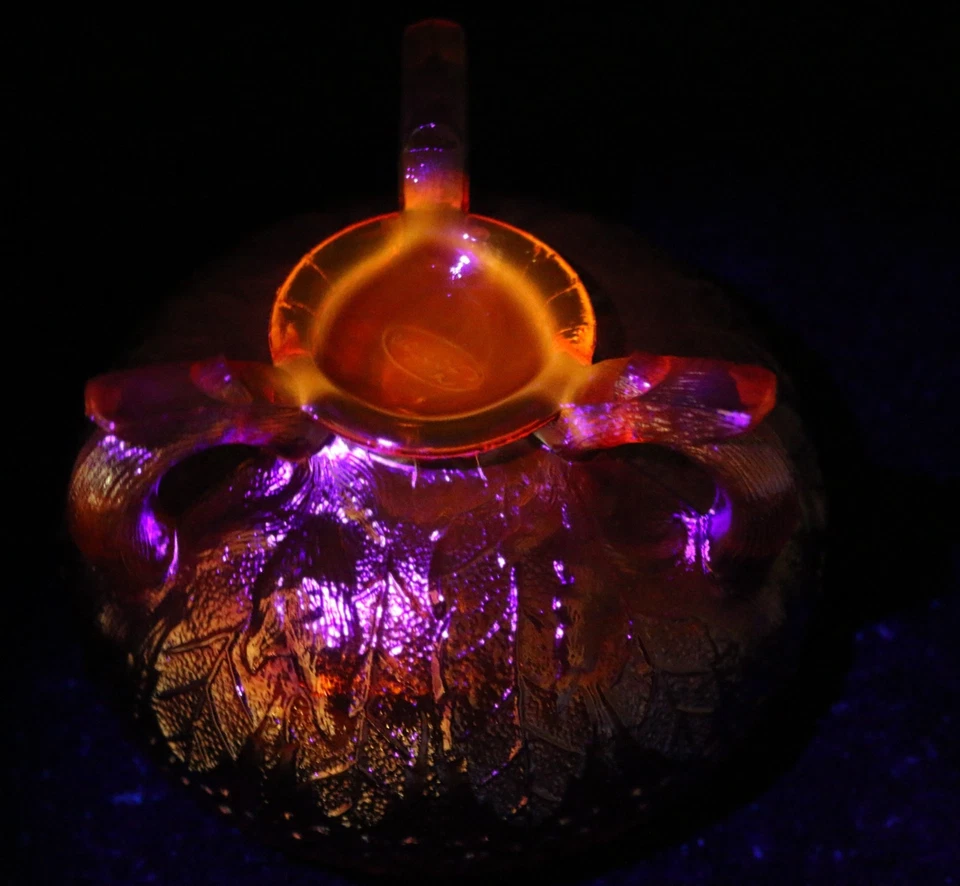 FENTON MARIGOLD CARNIVAL GLASS ORANGE TREE ROSE BOWL CADMIUM GLOWS COLLECTABLE - image 2 of 4