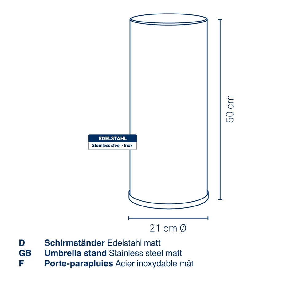 Porte-parapluies en Acier Inoxydable Mat, Porte-parapluies avec bac de récupé... - Photo 3/4