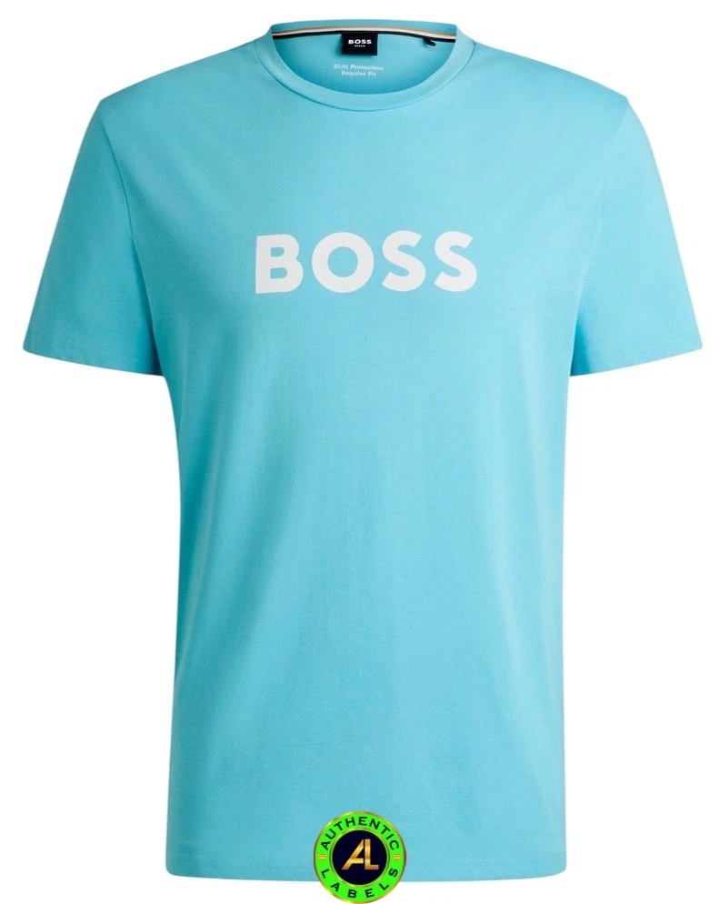 BOSS Cotton-Jersey T-Shirt With Spf 50+ Uv Protection Aqua M - XXL RRP £59