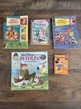 WaltDisney Mickey Mouse Books Peter Pan Record Mickey Mouse Card Game Lot