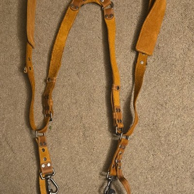Brown Leather Adjustable Camera Harness Strap, Universal Fit, Tripod Mount