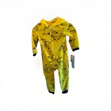 Pokemon Pikachu Boys Yellow One Piece Pajamas Union Suit Size XS 4/5 NWT