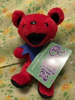 Grateful Dead Beanie Bear Collectibles  Bertha Liquid Blue 7'' Red Plush Tags Vtg