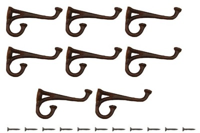 Midwest Craft House 8 Rustic Cast Iron Coat Hat Wall Hooks Restore School Farm T