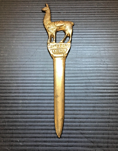 Vintage Peru Lama Brieföffner Cusco Messing 6,25" L x 1,75" B