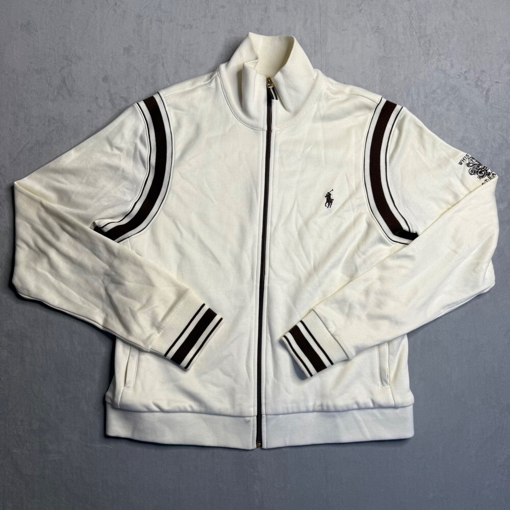 Ralph Lauren giacca golf donna grande Y2K bianco rugby fischio stretto pony