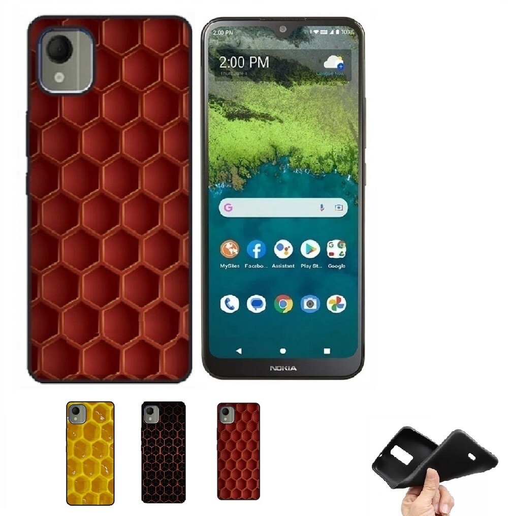 Phone Case for Nokia C110 (n156dl), Flexible TPU Case Gel Cover (Black Honeycomb) Phone Case for Nokia C110 (n156dl), Flexible TPU Case Gel Cover (Black Honeycomb)