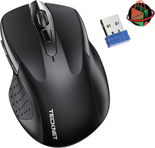 TECKNET Wireless Mouse, 2.4G Ergonomic Optical Mouse, Computer Mouse for Laptop,