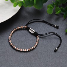 Classic Men Women Bracelet 4MM Copper Beaded Charm Bracelet Pulseira Adjustable
