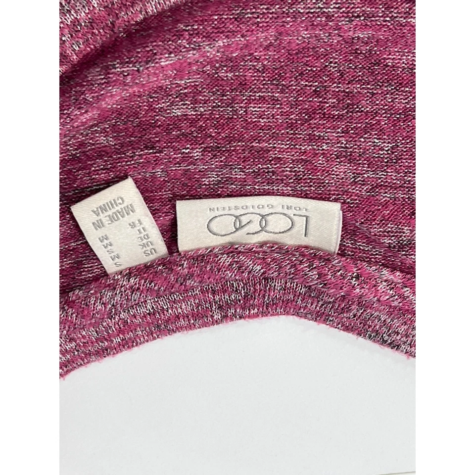 LOGO Lori Goldstein Space Dyed Long Sleeve Tunic Top Womens S Chiffon Lace Hem - Image 3 of 4