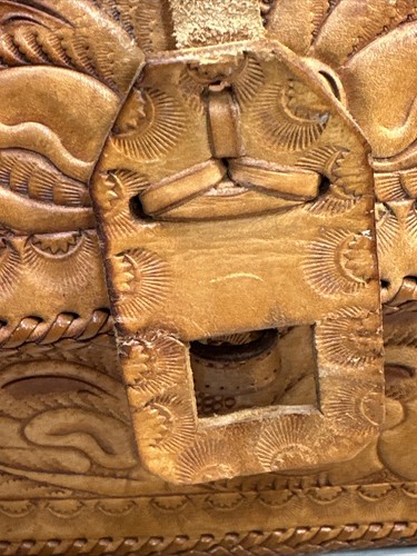 Borsa a tracolla vintage western in pelle marrone lavorata a mano - piccola - zip Clifton - Foto 23 di 24