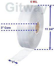 3" x 725' Clear Poly Tubing Tube Plastic Bag Polybags Custom Bags on a Roll 6ML