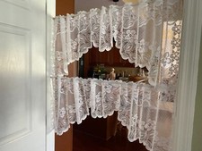 New from Germany 56" x 16" two pieces same pattern Lace Floral Curtains