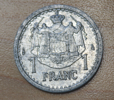 1943 Monaco 1 Franc Louis II Aluminium