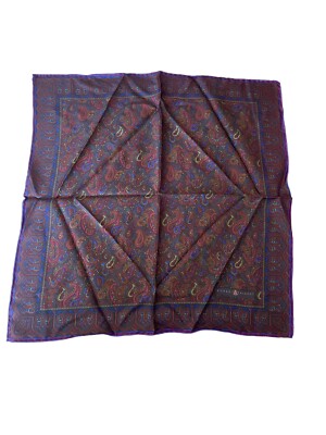 Robert Talbott  Pocket Square Silk Designer Purple Maroon 17  Handkerchief Scarf