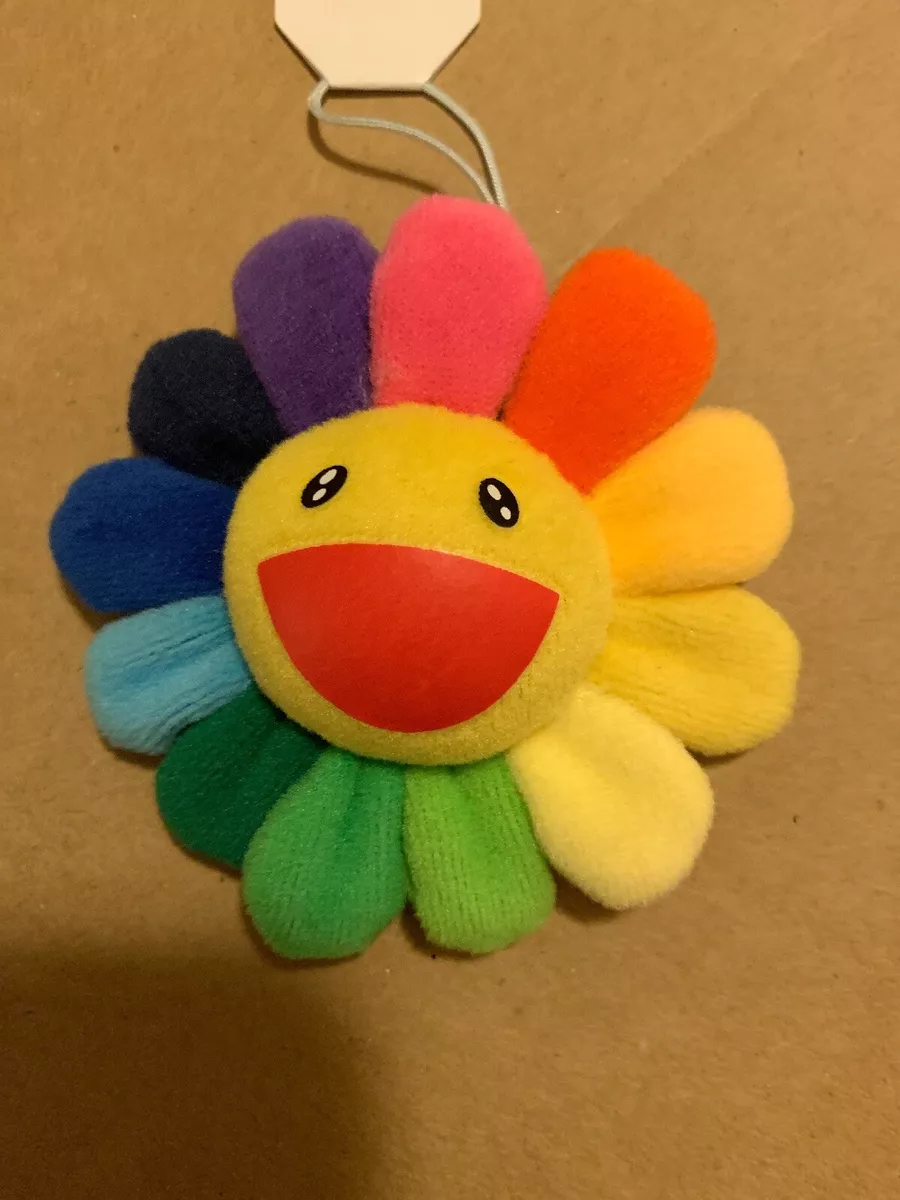 Takashi Murakami Kaikai Kiki Mini Rainbow Flower Plush Strap Pin Keychain  3.5