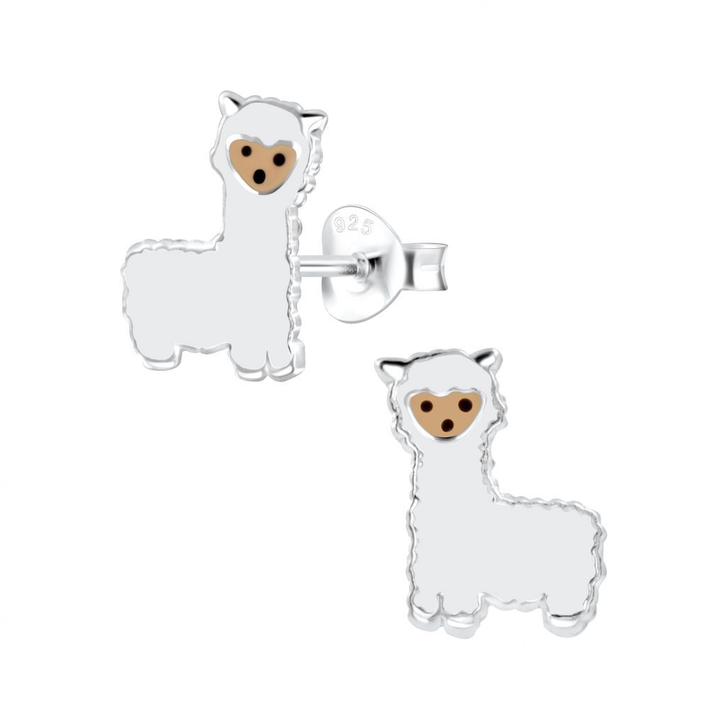 Stylish 925 Sterling Silver Alpaca Stud Earrings for Everyday Elegance-image