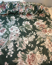Vintage Springs Fabric Shower Curtain Green Pink Floral Cottage Country USA