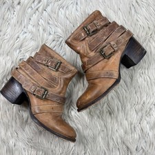 Freebird Women's 7 Brown Leather Estes Booties Distressed Western Boho Freebird Women's 7 Brown Leather Estes Booties Distressed Western Boho
