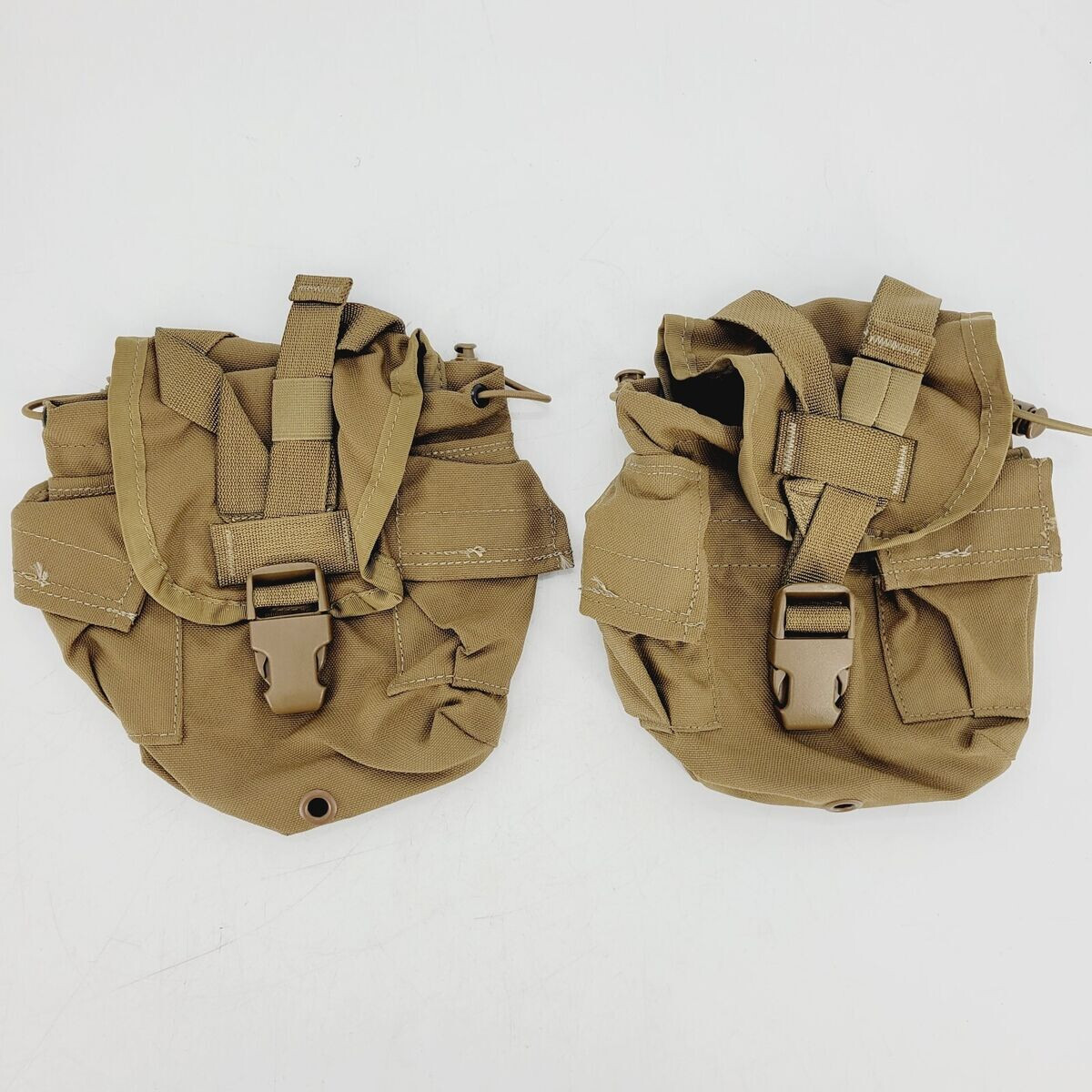 2 Pack USMC MOLLE 1QT Canteen Cover Coyote Brown Utility Pouch USGI VGC