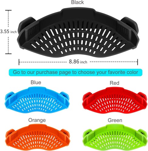 Clip On Strainer Silicone for All Pots & Pans,Pasta Strainer Clip for Meat,Fruit - Picture 4 of 6