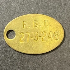 Fisher Body Division Brass Tool Tag General Motors #27-3-248 21mm x 31mm