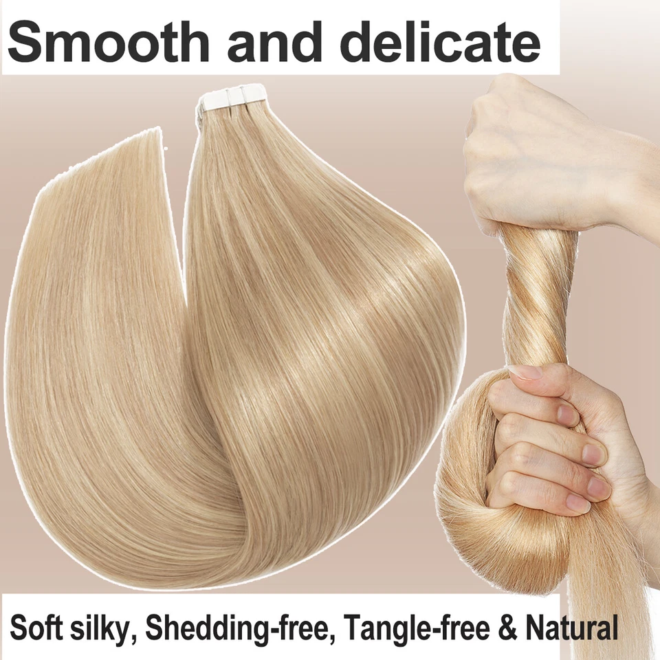 Thick Tape In Remy Real Human Hair Extensions Skin Weft Full Head Balayage/Ombre - Image 4 of 4