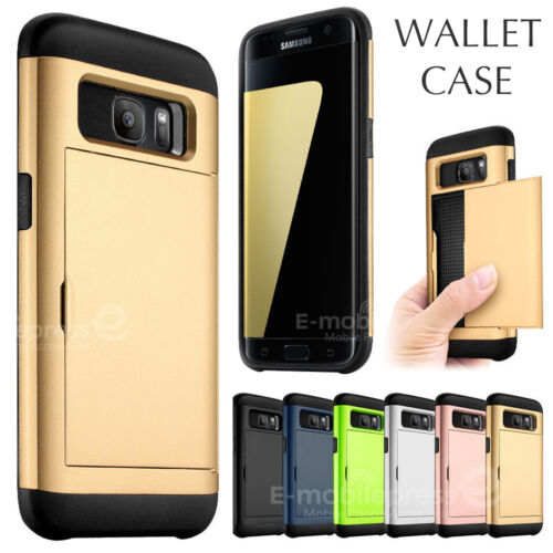 For Samsung Galaxy S7 edge Card Pocket Wallet Case Rugged Shockproof Hard Cover - Photo 1/13