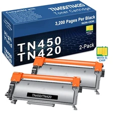 2PK TN450 Toner Cartridge for Brother HL-2270DW HL-2280DW HL-2240 Intellifax2840