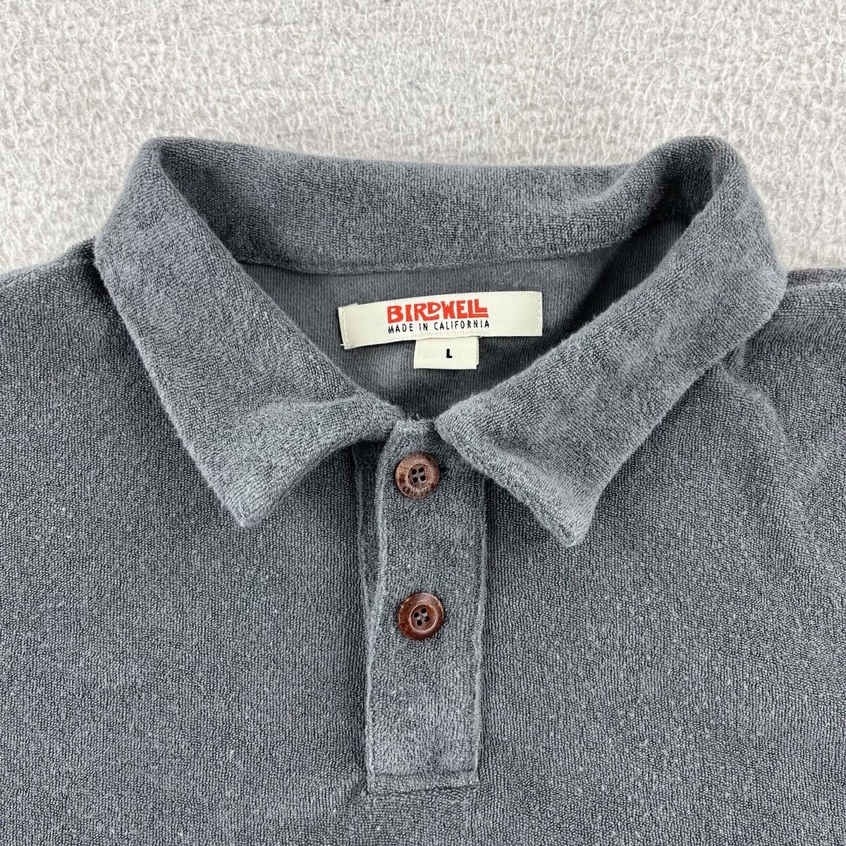 Birdwell Beach Britches Terry Polo Shirt Mens Large Gray Birdwell Beach Britches Terry Polo Shirt Mens Large Gray