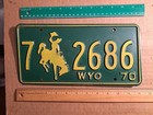 License Plate, Wyoming, 1970, 7 (small Goshen county) bucking bronco 2686