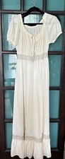 vintage gilead nightgown Beige L With Lace Ruffled Hem,
