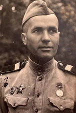 Handsome Young Man Affectionate Guy Soldier Army USSR Vintage Photo Portrait