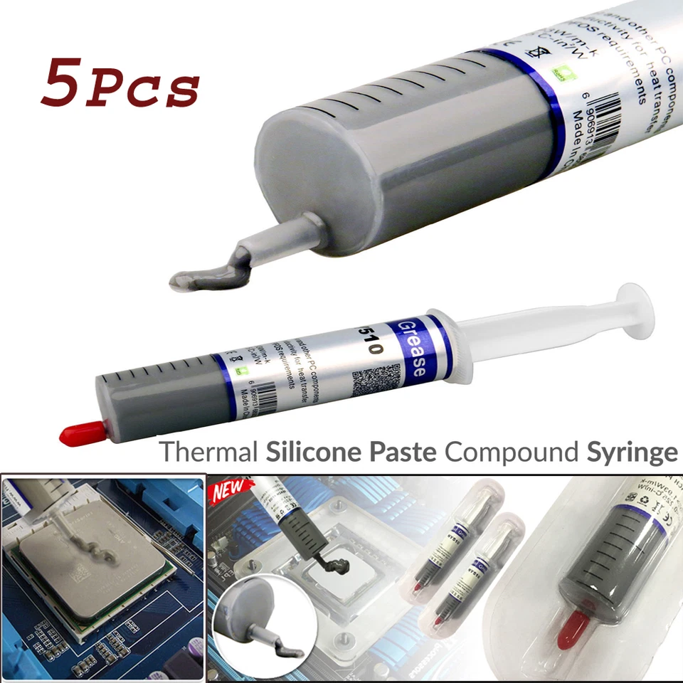 5 Pcs Silicone Thermal Heatsink Compound Cooling Paste Grease Syringe for PC CPU - Image 2 of 4