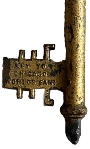 KEY to 1933 CHICAGO Worlds Fair “A Century Progress” Brass w/Gold Tone 8.5”x2.5” - Picture 5 of 16