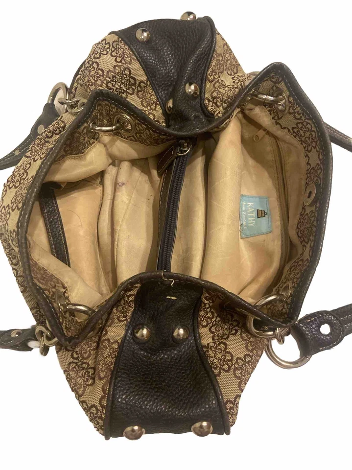 Cartera Kathy Van Zeeland Vintage Azul Marino Lona Adornada con Tachuelas Plateadas Foto 4 de 4