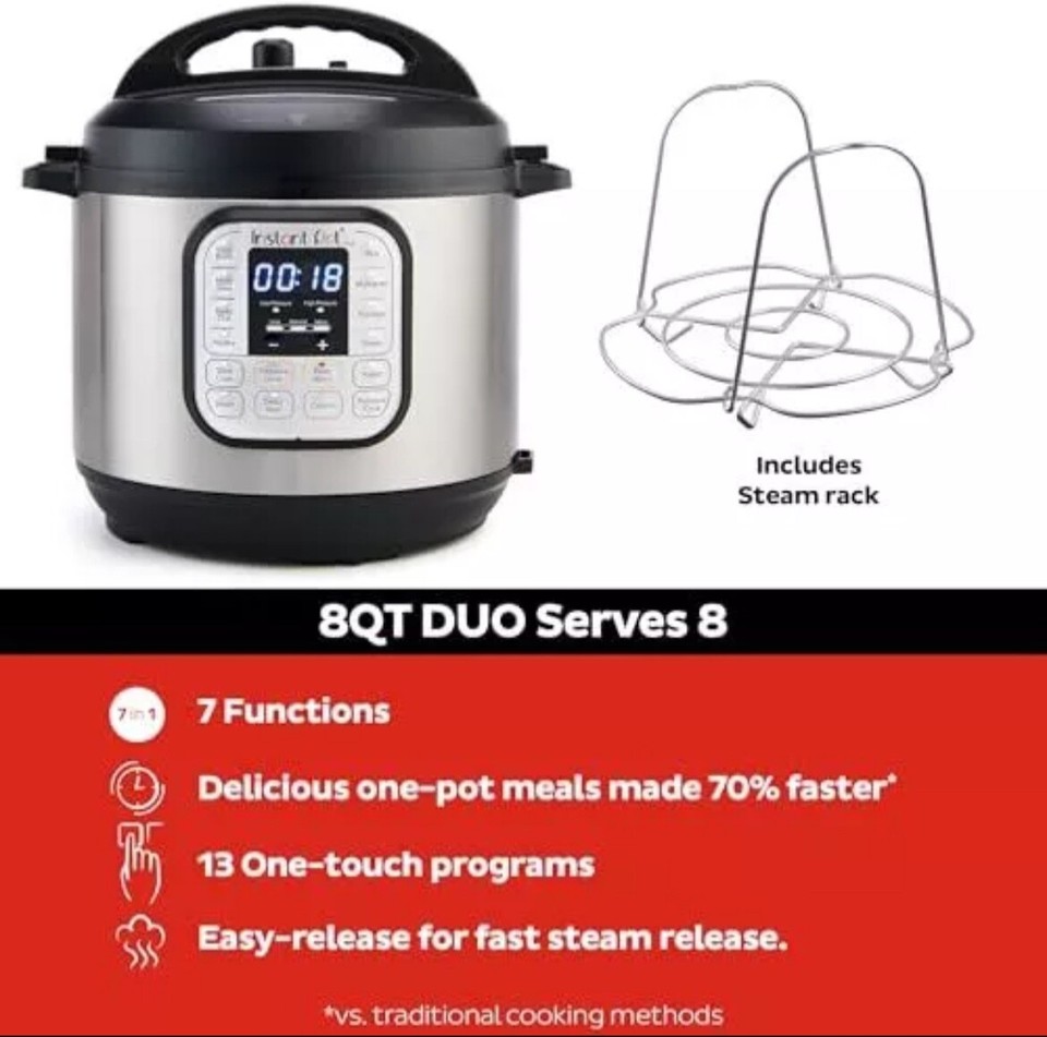 Pot Duo 7in1 Electric Pressure Cooker, Slow Cooker, Rice Cooker