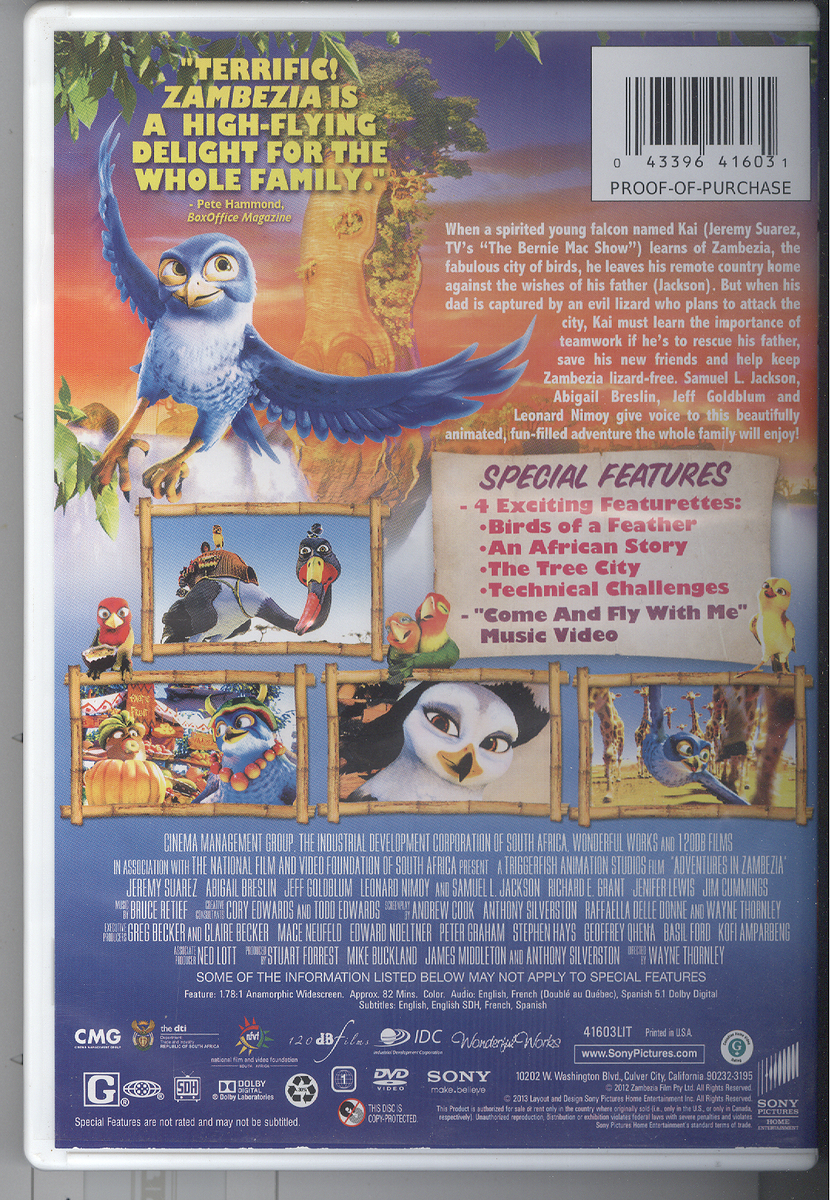 Adventures In Zambezia (2012 WS DVD) Animation Leonard Nimoy
